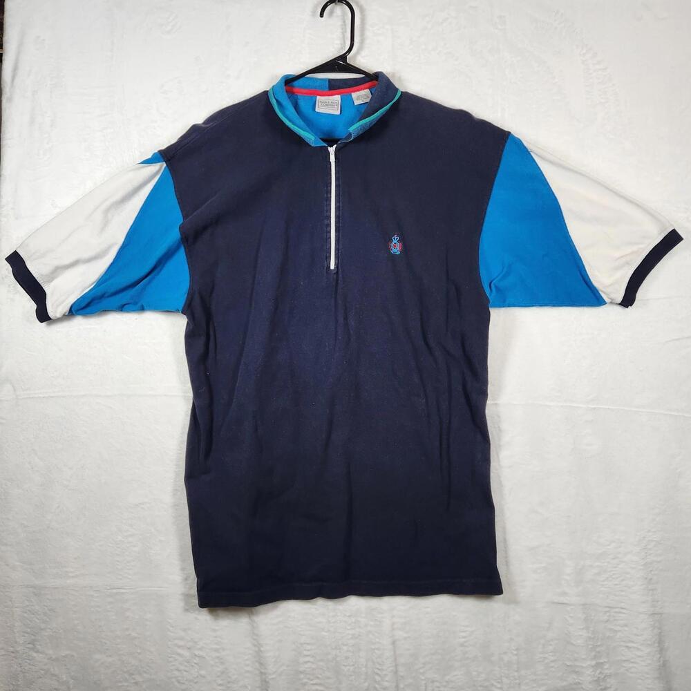 Vintage Bugle Boy Short‎ Sleeve Zipper Polo Shirt Size XL